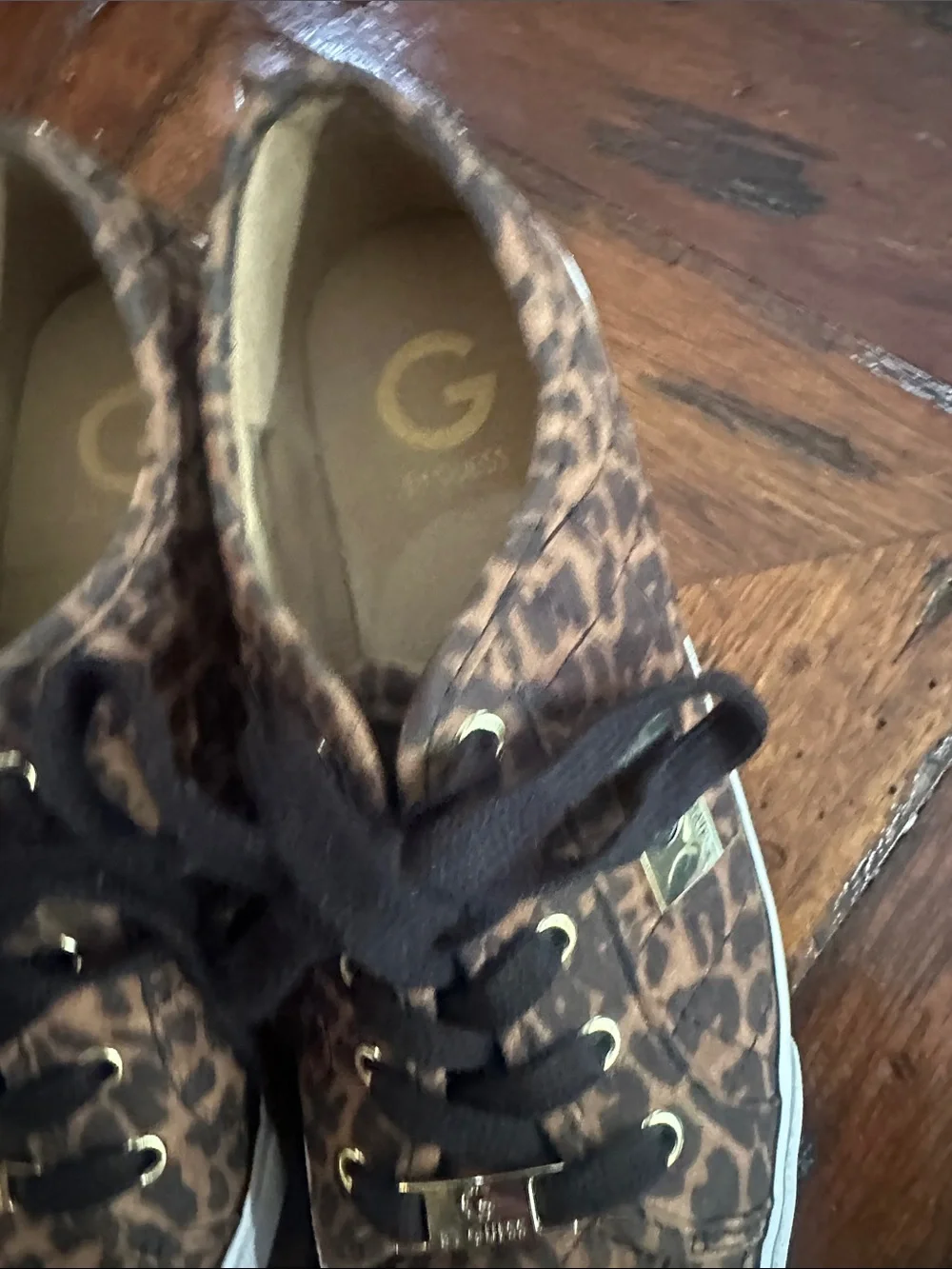 Guess Leopard-Print Lace-Up Sneakers in Brown and Black